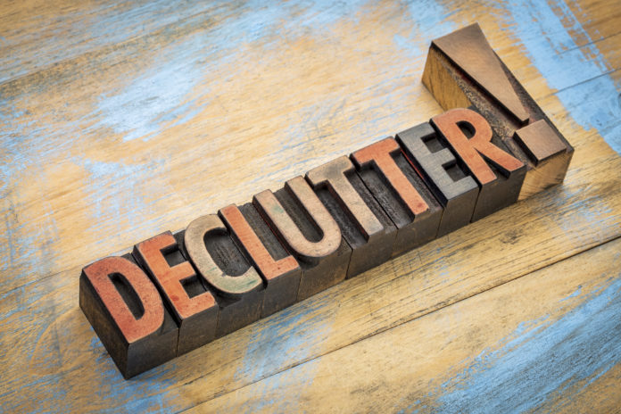 declutter word in wood type declutter