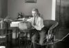 Boy with old telegraph
