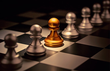 33441663 - stand out of a crowd individuality concept odd chess piece