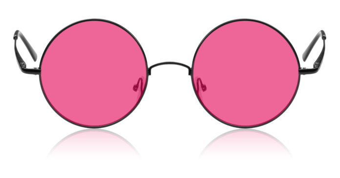 Round hippy glasses with pink lens