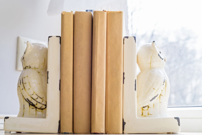Old books on windowsill