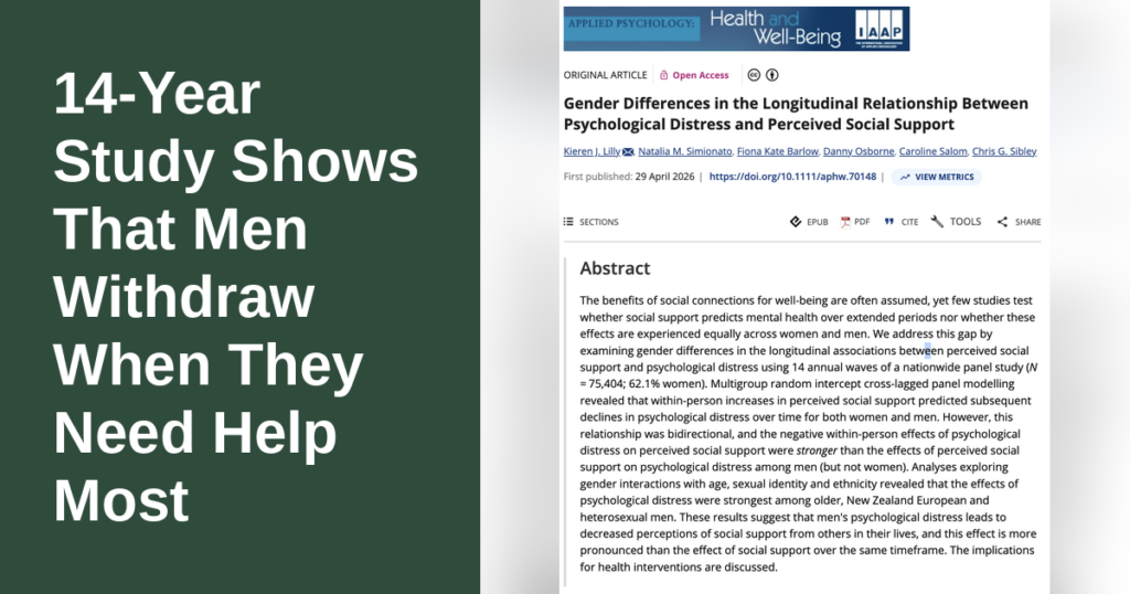 14-Year Study Shows That Men Withdraw When They Need Help Most